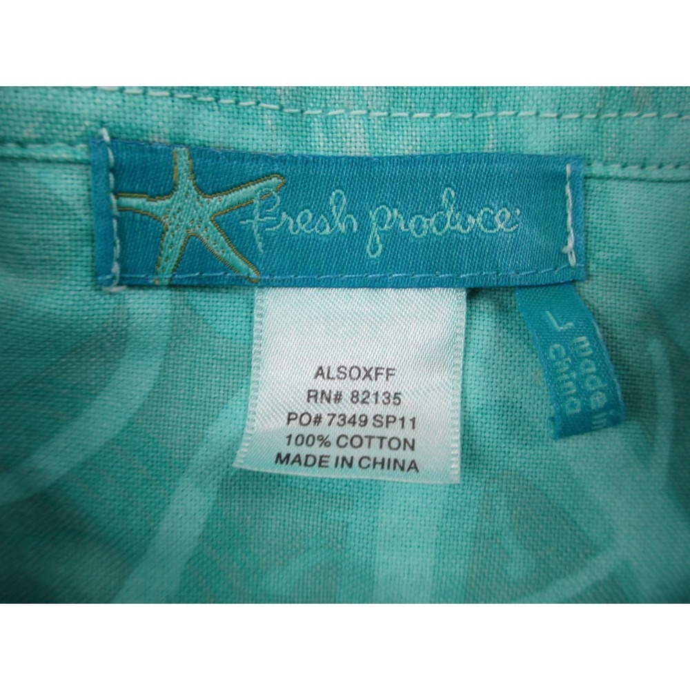 Fresh Produce Shirt Womens Large Green Floral Button Up Long Sleeve‎ Ladies - Picture 8 of 8